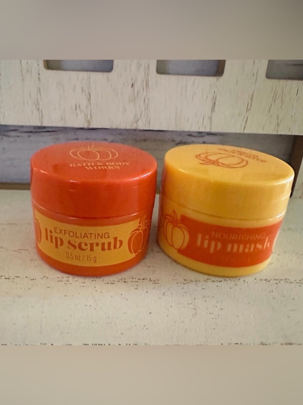 NEW Bath & Body Works PUMPKIN SPICE Nourishing Lip Mask & Scrub, 0.5 OZ Set X2